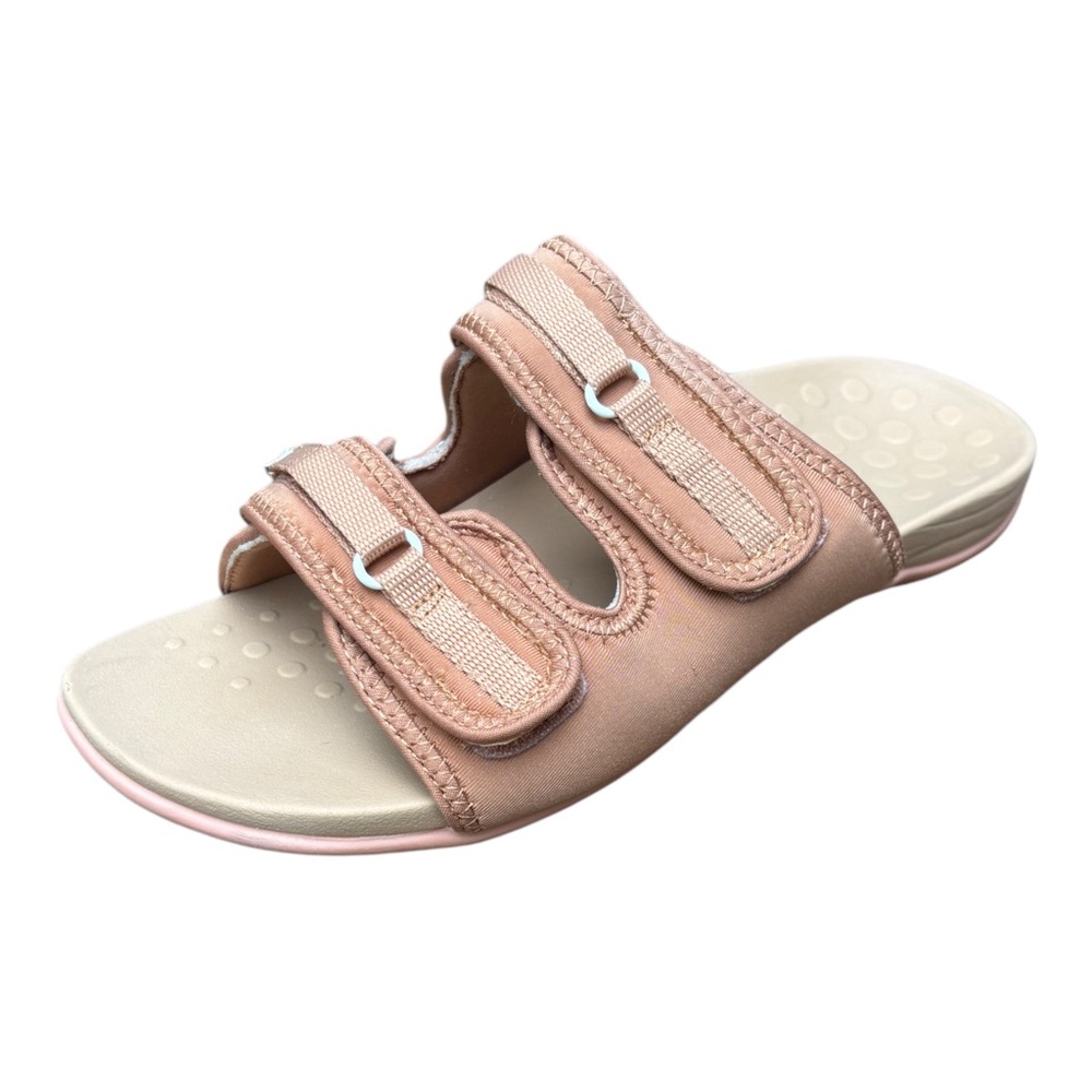 Vionic Women’s 9W Sarah Beige Hook & Loop Slip On Comfort Slide Sandals W/Box